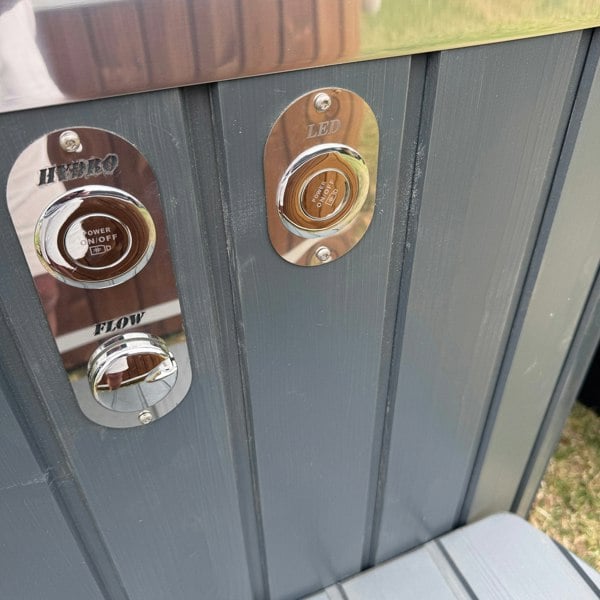 Layzee Living wood-fired ofuro tub spa system buttons