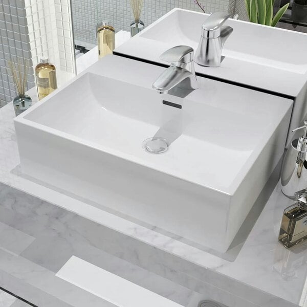 Berkfield Basin with Faucet Hole Ceramic White 51.5x38.5x15 cm