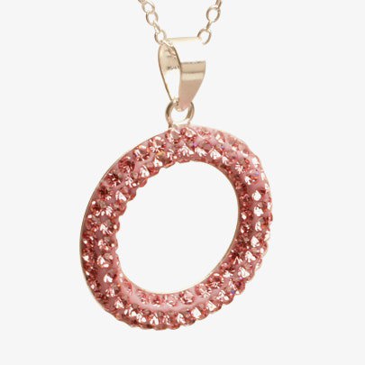 T. H. Baker T H Baker Silver Pavé Pink Cubic Zirconia Open Pendant P-1586-PNK