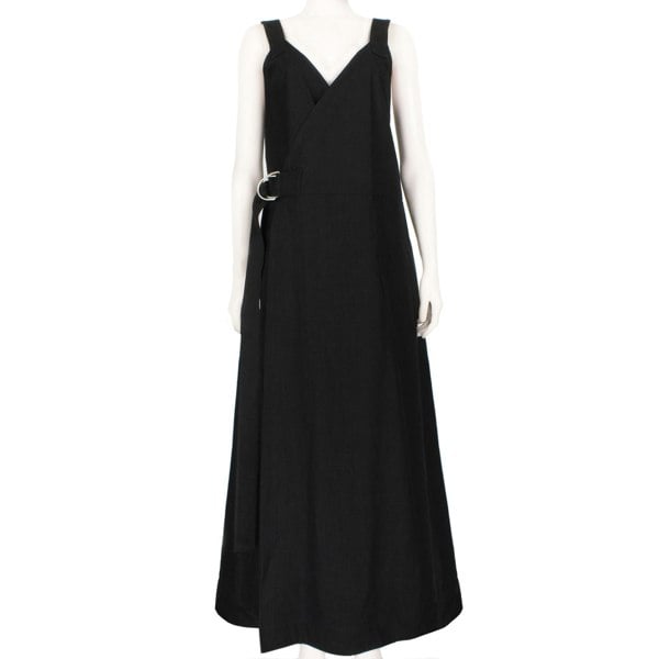 Raey long day dress in a luxurious black twill cotton