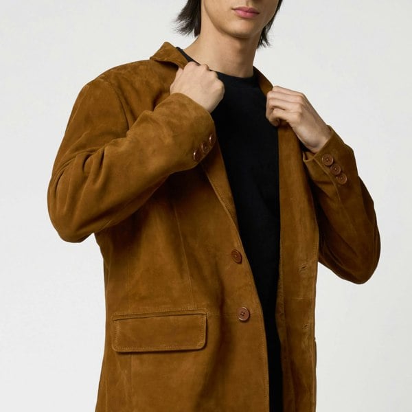 Barneys Originals Men's Tan Suede Blazer