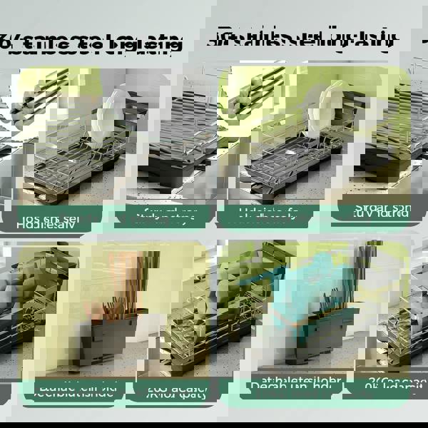 Toque Dish Drainer Drying Rack Stainless Steel Plate Cutlery Holder Drip Tray