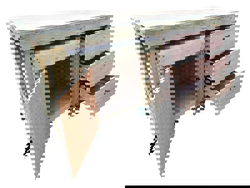 Arbor Garden Solutions Wooden Eucalyptus hardwood top workbench with drawers and functional lockable cupboard (V.6)