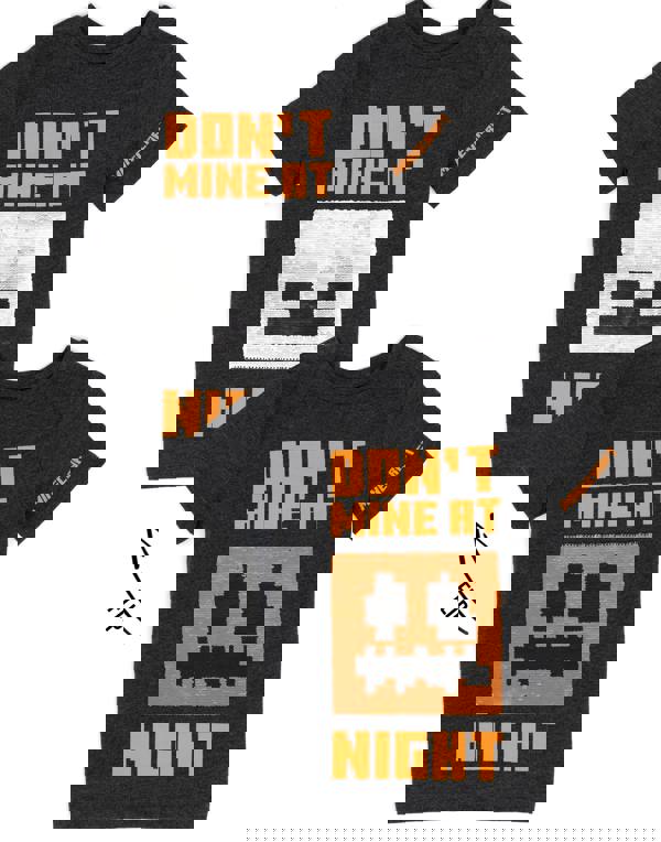 Minecraft Boys Grey Don'T Mine At Night Sequin Graphic Short Sleeved T-Shirt