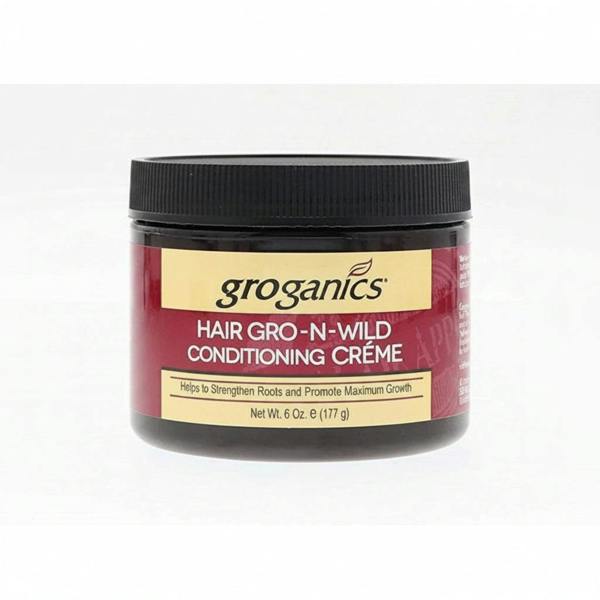 Groganics Hair Gro-N-Wild Conditioning Creme jar on a white background