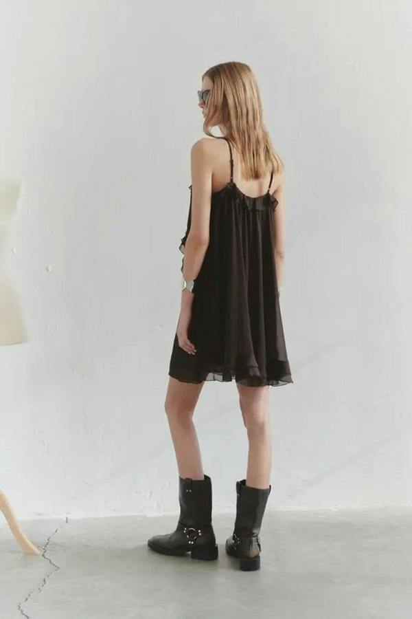 Frill Tiered V Neck Cami Mini Dress