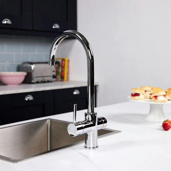 Impromta 3 in 1 Biometric Swan Neck Boiling Water Tap | Polished Chrome Finish