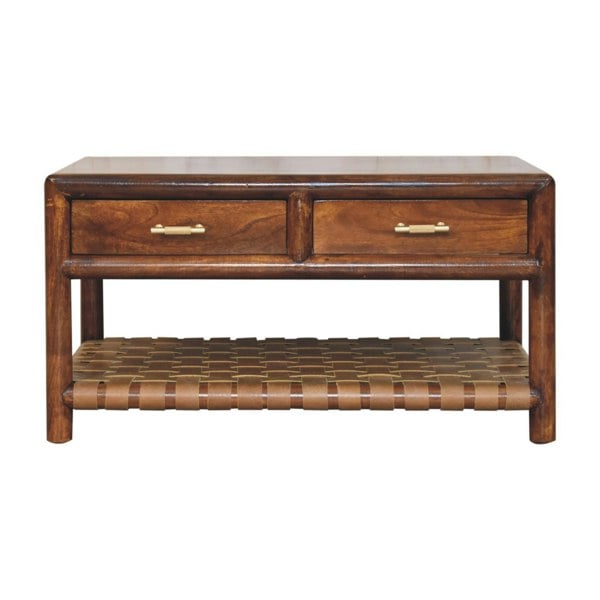 Artisan Furniture Solid Wood Regency Woven Console Table with 4 drawers