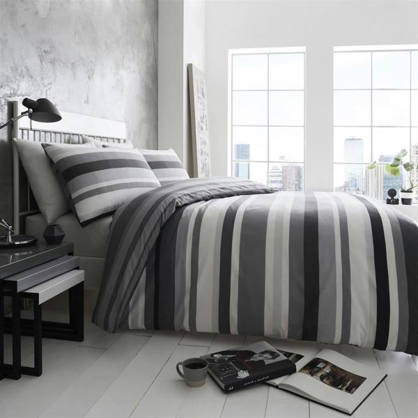 Simply Stripes Charcoal Duvet Cover Set