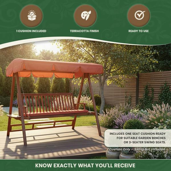 The Garden Marketplace Garden Bench Cushion – 3 Seater Swing Seat Pad with Removable Zipped Cover, 160 × 46 × 6 cm
