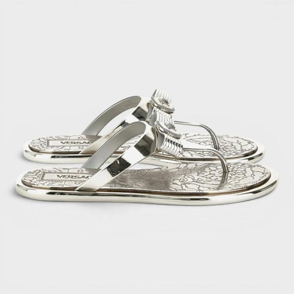 Versace Gianni Ribbon Slides Rubber Silver Palladium