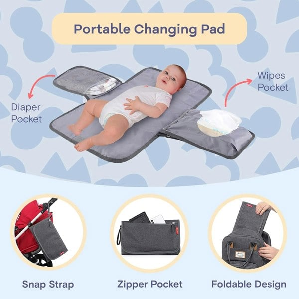 Ruvalino Baby Changing Backpack with Changing Mat & Dummy Holder - Dark Grey