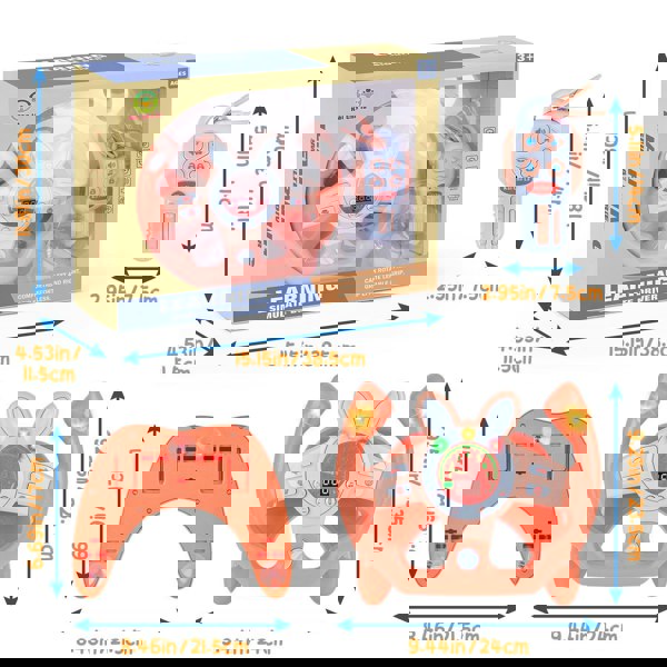 deAO Toys Interactive Pink Car Steering Wheel Toy – Lights, Music & Simulated Driving. Fun & Educational Gift for Toddlers and Kids