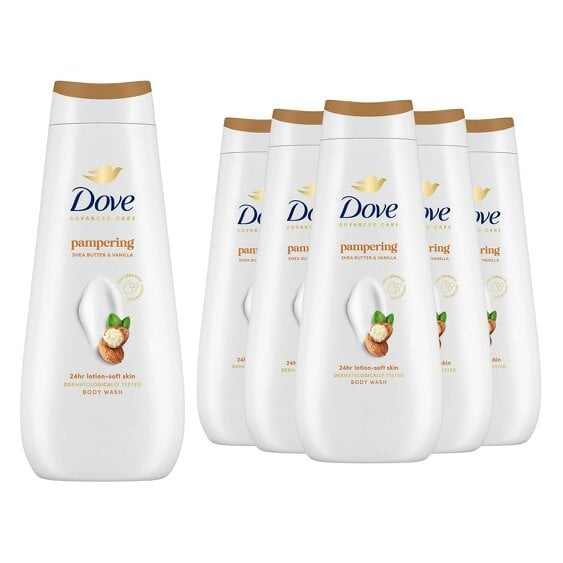 Dove Advanced Care Pampering Body Wash 24H Renewing Micromoisture, 6x400ml