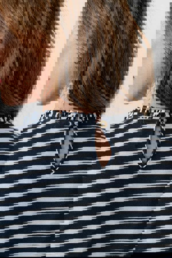 Lily & Me Marnie Striped Frill Neck Top Navy