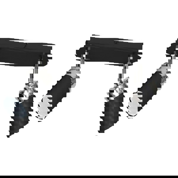 Milagro Joker Hand Made Ceiling Lamp In Matt Black With Striking Chrome Detail Featuring 2 Minmalistic Slender Cylinder Shades