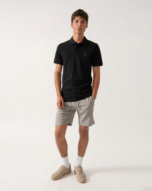 BOSS Orange Passenger Mens Stretch-Cotton Slim-Fit Polo Shirt with Logo Patch NOS - Black 001