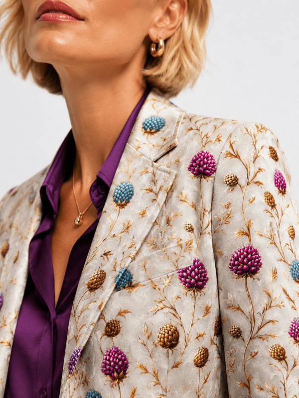 Highland Jewel Thistle Print Blazer - Claudio Lugli Shirts