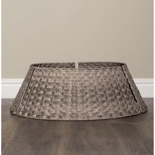 Samuel Alexander 48/70cm Samuel Alexander Large KD Plastic Wicker Rattan Woven Christmas Tree Skirt in Grey