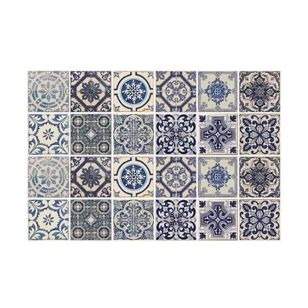 WT1584 - Malaga Spanish Blue Wall Tile Sticker Set - 15 x 15 cm (6 x 6 in) - 24 pcs