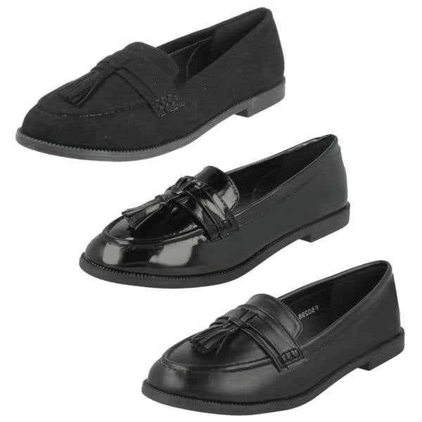 Spot On Ladies Spot On Tassel Trim Loafers F80298