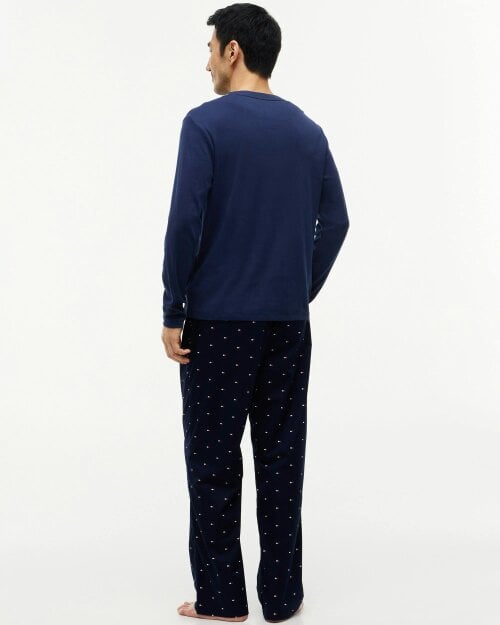 Tommy Hilfiger Long Woven Print Mens Pyjama Set - Carbon Navy/Carbon Navy Flag Aop