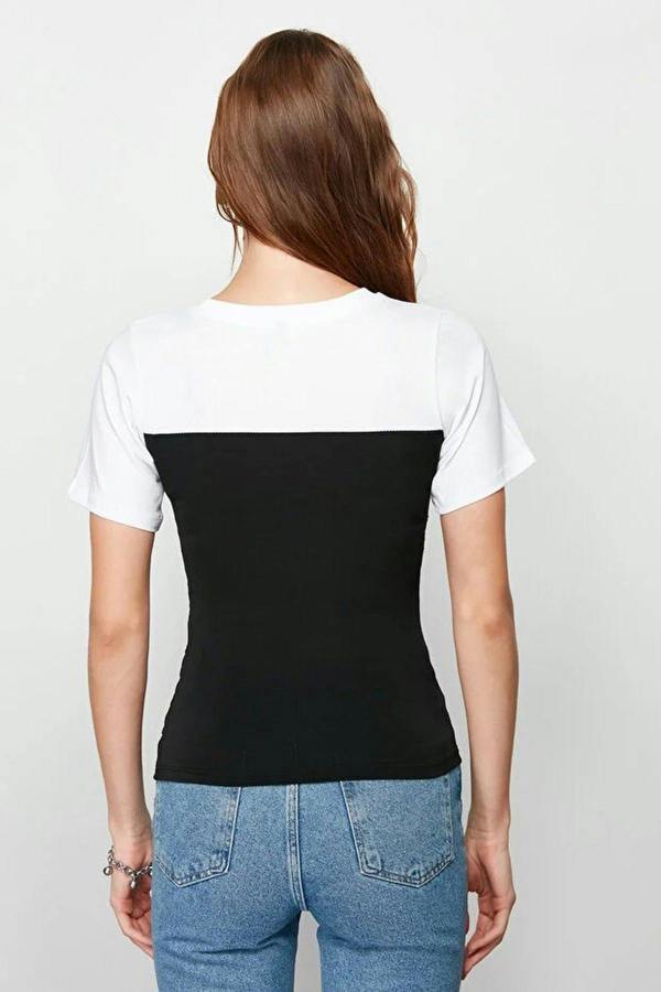 WOVCOR Fitted Gathered Detail Stretch Knit Blouse