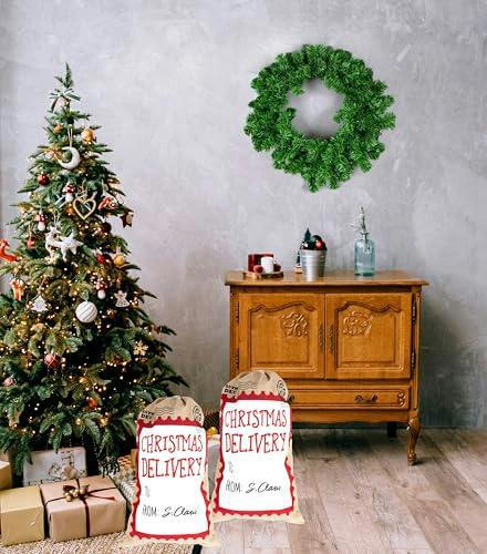 48cm White Christmas Delivery Santa Sack with Drawstring Hessian Gift Bag image 6