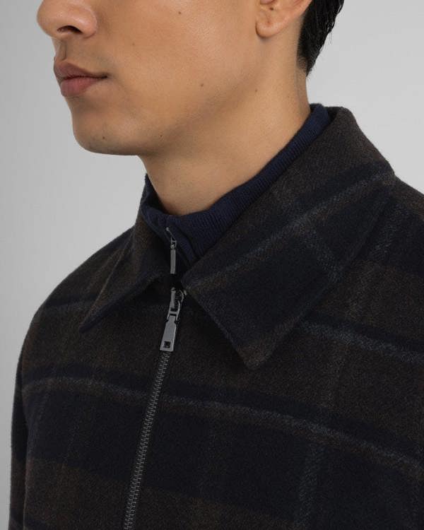 Steel & Jelly Malham - Check Wool Blend Harrington Jacket