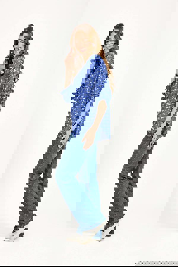 Dotted Check Print Top