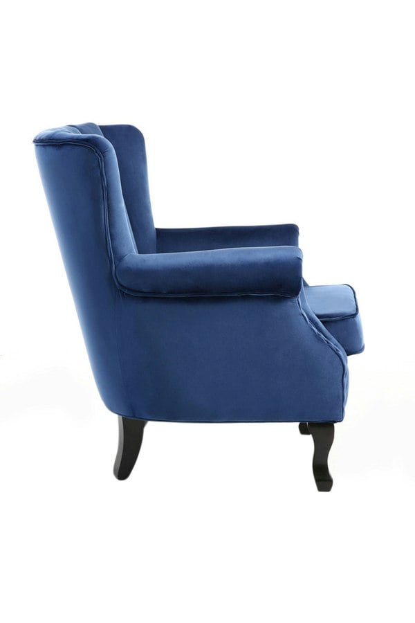 Living and Home Vintage Velvet Wing Back Armchair with Studs