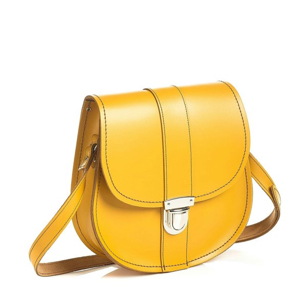 Zatchels Handmade Leather Pushlock Saddle Bag - Yellow Ochre