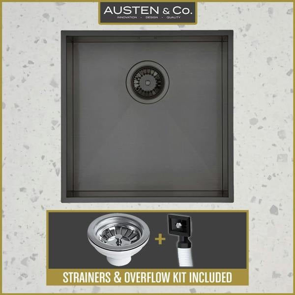 Austen & Co. Loreto Single Bowl Stainless Steel Kitchen Sink - Gunmetal