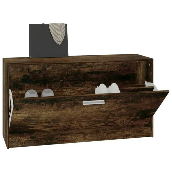 Berkfield Shoe Bench Smoked Oak 80x24x45 cm Engineered Wood