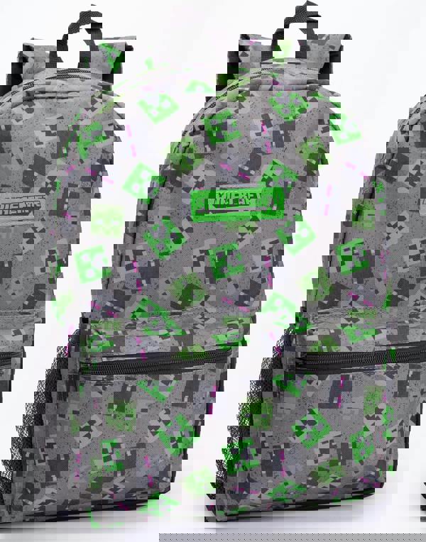 Minecraft Boys Grey Creeper 4 Piece Backpack Set (One Size)