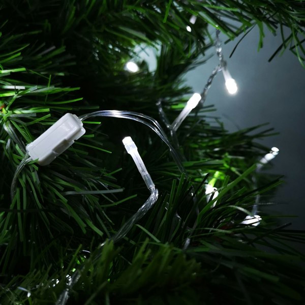 Samuel Alexander 100 LED 10m Premier Christmas Outdoor Multi Function Battery Lights with Timer & Clear Cable in Warm White