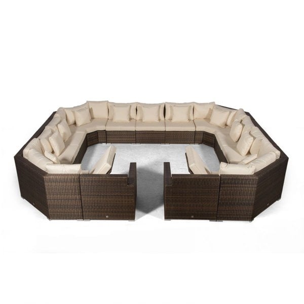 Giardino Santorini Modular 13 Seat Rattan Conversation Set With 2 Coffee Tables