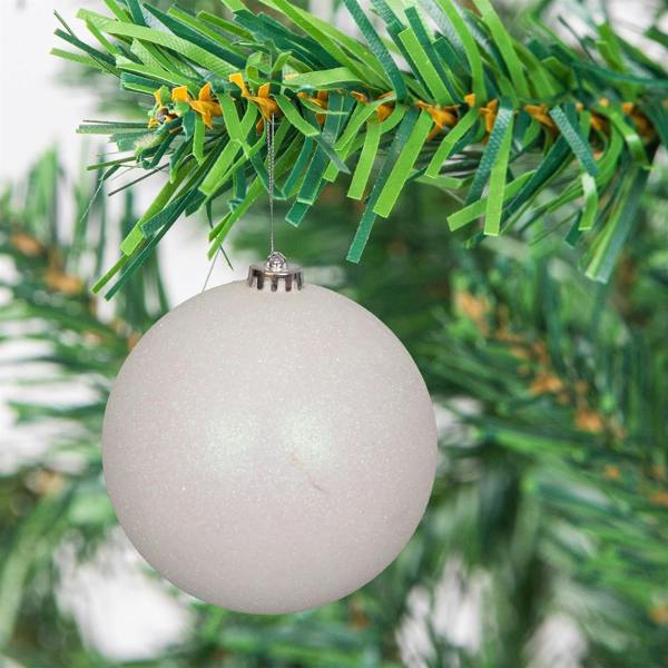 Shatchi 15cm 3 Pack Shatterproof White Christmas Baubles for Tree, Wreath and Festive Displays