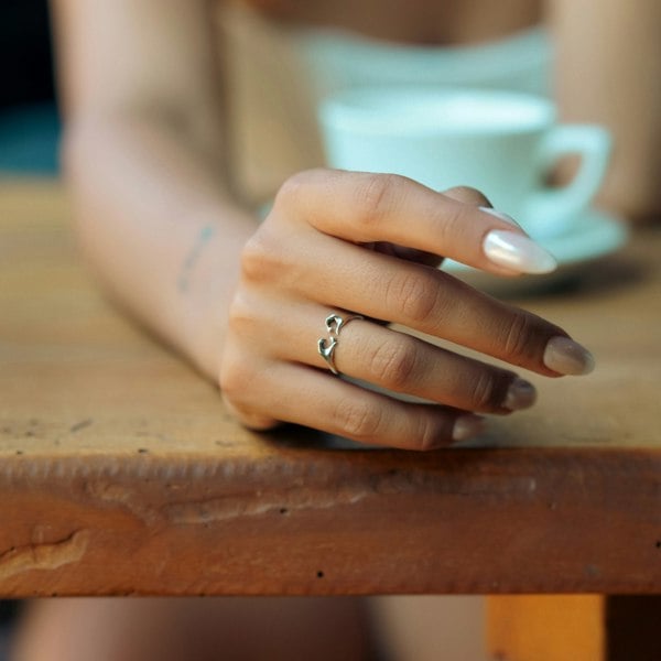 Spero London Heart With Hands Ring in Sterling Silver