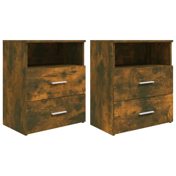 Berkfield Bed Cabinets 2 pcs Smoked Oak 50x32x60 cm
