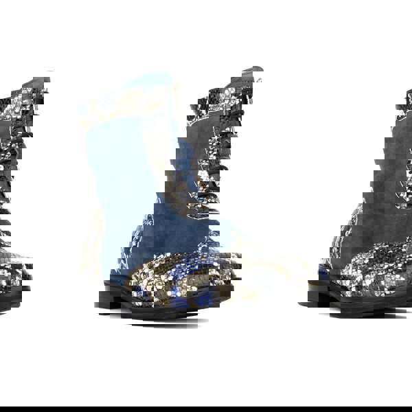 Embassy London Mantis - Blue Snake - Women's above-the-ankle lace-up boot with brogue & snake print detailing