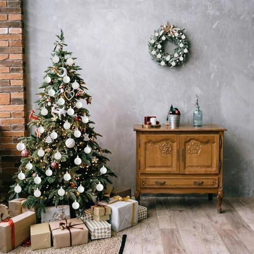 3cm White Christmas Baubles Pack Sizes 12 or 24 Shatterproof PVC Hanging Decorations image 6