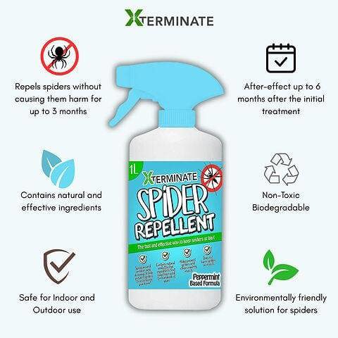 Xterminate Spider Repellent 2 Litre Super Strength Natural Peppermint Oil. Repels and Deters Spiders