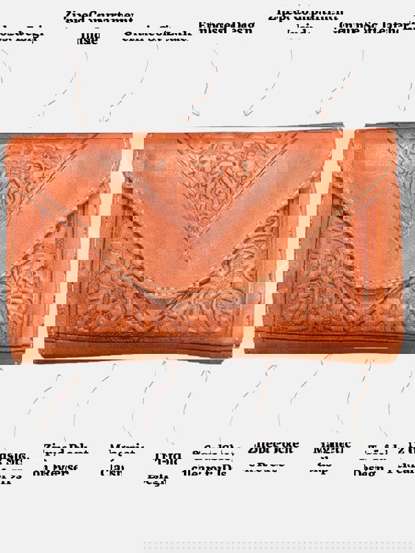 Berber Leather Small Leather Tri-Fold Purse Light Brown