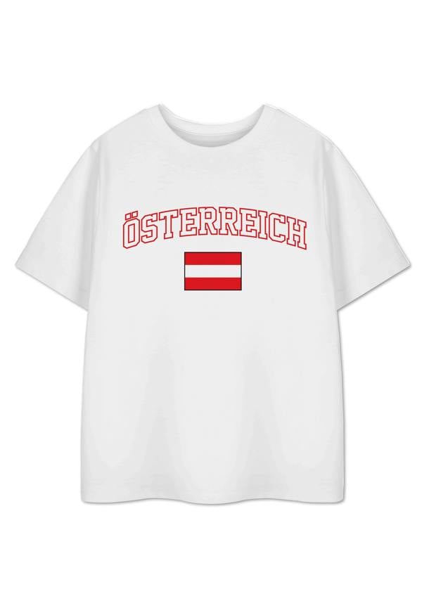 Show Me The Merch Unisex Kids White Austria Short Sleeved T-Shirt