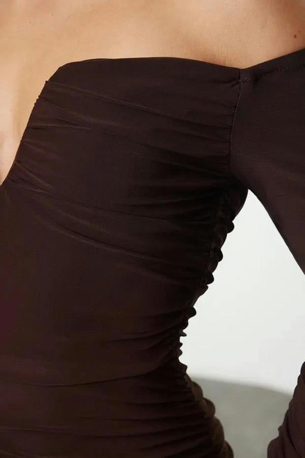 WOVCOR Fitted Carmen Neck Knitted Dress