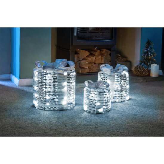 MySmartBuy GlitterTwist Silver Gift Boxes Set of 3