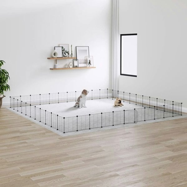 Berkfield 44-Panel Pet Cage with Door Black 35x35 cm Steel