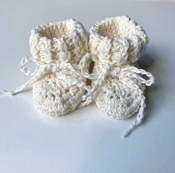 Gooseberry Fool Cotton Tie Baby Booties
