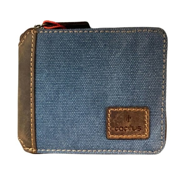 denim zip around wallet